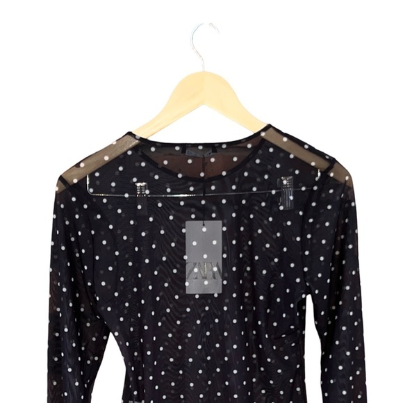 NWT Zara Printed Tulle Bodysuit w/ Polka Dots sze L - Picture 8 of 15